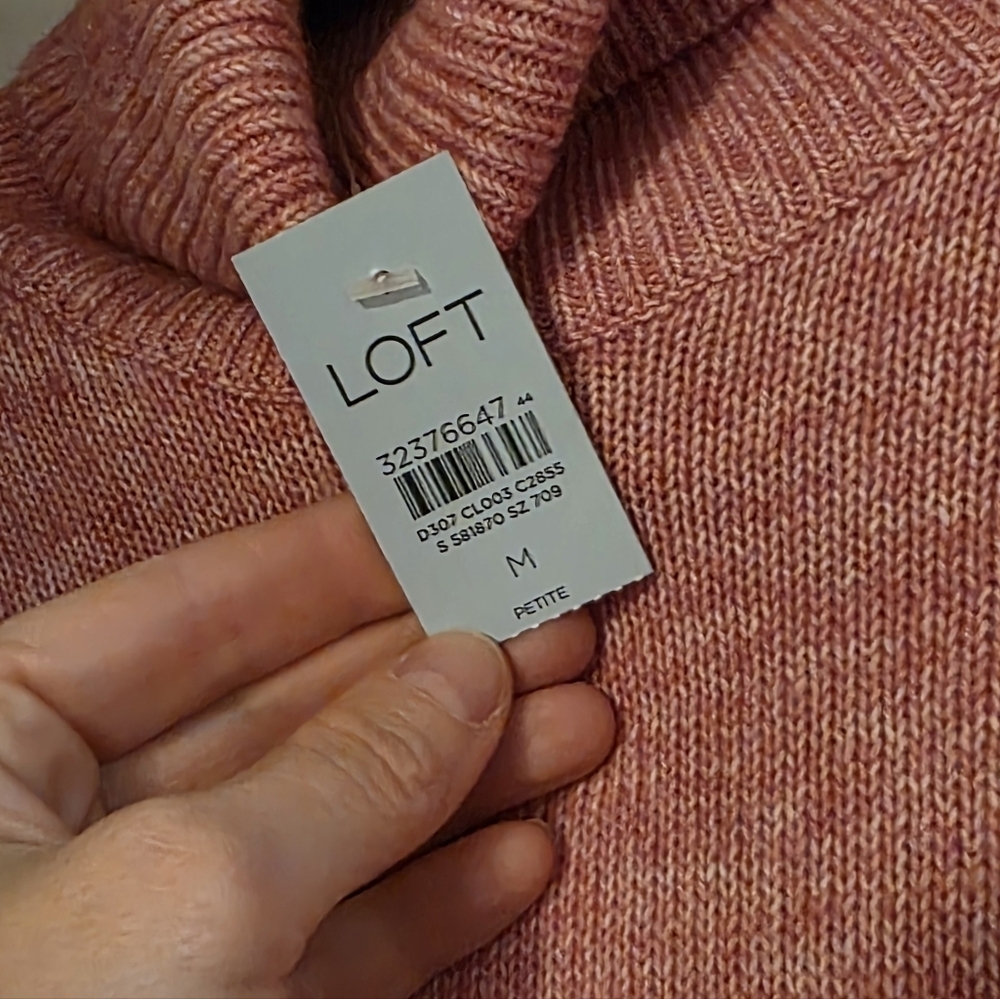 LOFT Pink Turtleneck Sweater - Picture 2 of 4